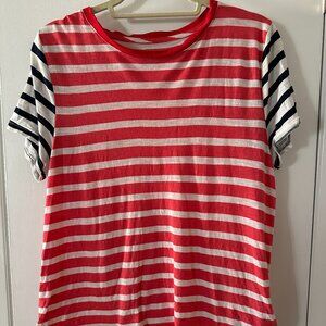 Jcrew Striped T-Shirt Pink & Blue Womens Size Large, Vintage Cotton